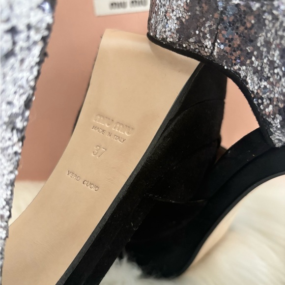 Miu Miu Glitter Accent Platform Pumps - Picture 11 of 12